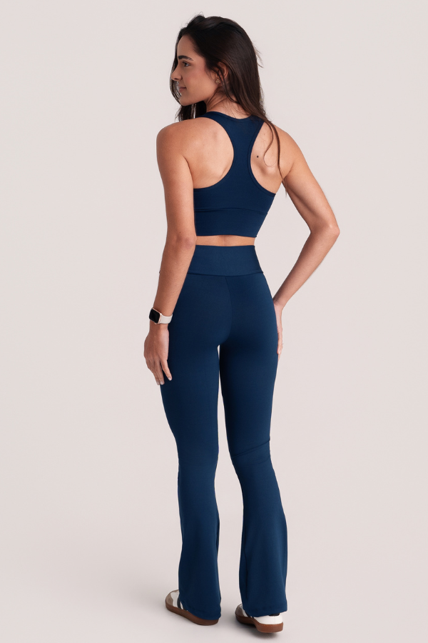 Calça Flare Fitness Feminina Flow Azul
