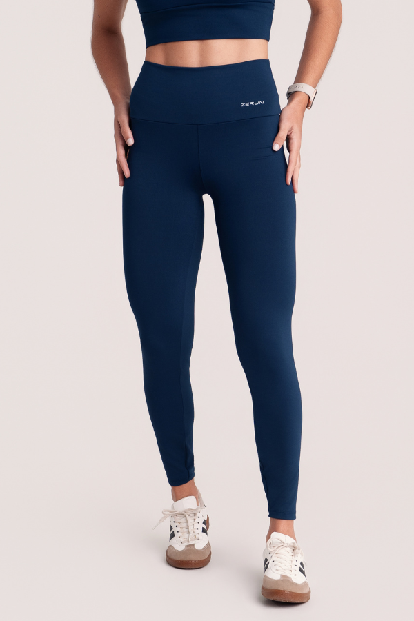 Calça Legging Feminina Ignite Azul Cintura Alta Zero Transparência