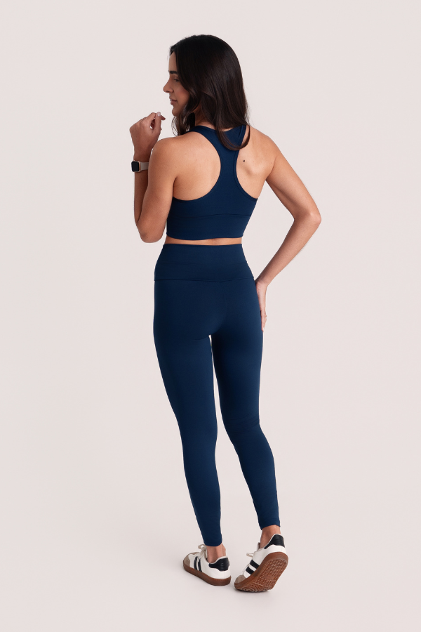 Calça Legging Feminina Ignite Azul Cintura Alta Zero Transparência