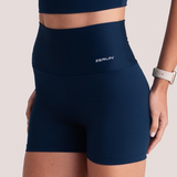 Short Fitness Feminino Swift Azul Cintura Alta Zero Transparência
