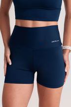 Short Fitness Feminino Swift Azul Cintura Alta Zero Transparência