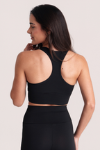 Top Fitness Feminino Nadador Glow Preto Alta Sustentação