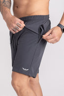 Bermuda Tactel Elastano com Zíper - Cinza Escuro