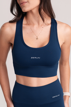Top Fitness Feminino Nadador Glow Azul Alta Sustentação