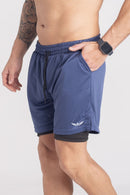 Shorts Dry-Fit 2 em 1 - Azul
