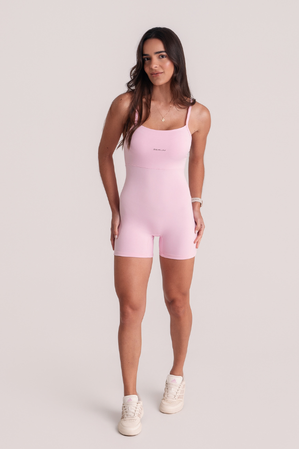 Macaquinho Fitness Alcinha Slim Essence Rosa Bebê