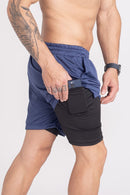 Shorts Dry-Fit 2 em 1 - Azul