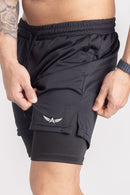 Shorts Compressão Dual Fit Zerun Fitness - Preto